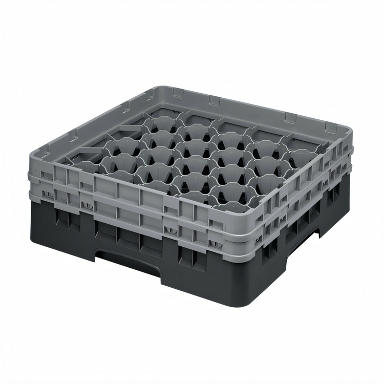 Product image #2 for Cambro Camrack Full Size 30-Compartment Glass Rack with 2 Soft Gray Extenders, Black