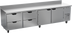 Thumbnail image #1 for Beverage-Air Four-Section Solid Door Worktop Refrigerator with 4 Drawers and 2 Doors, 119-Inch Wide, Side Mount