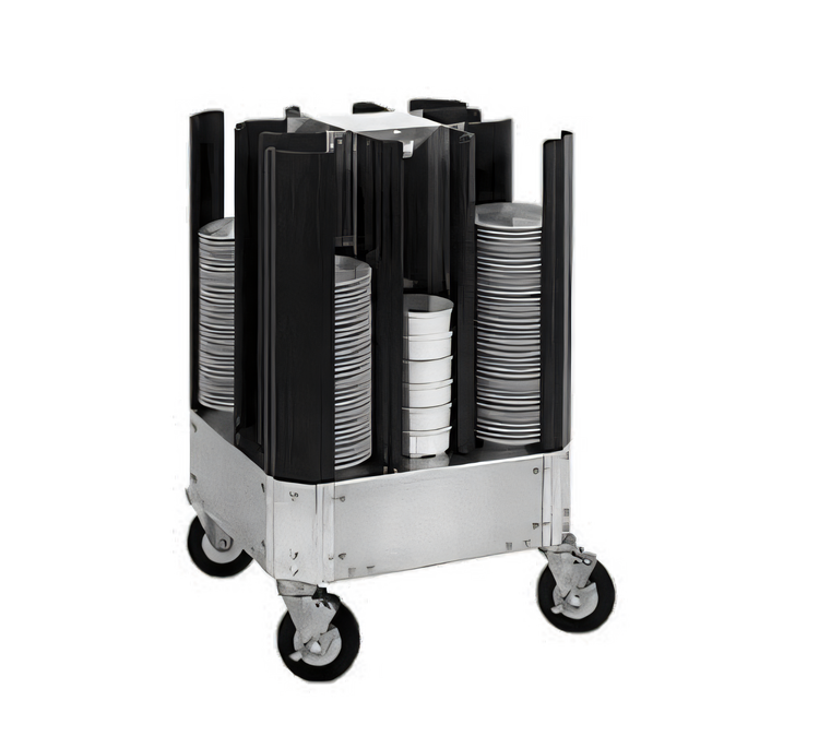 Product image #1 for Cres Cor 8-Column Non-Adjustable Poker Chip Style Aluminum Dish Dolly for 6-3/8-Inch Dishes