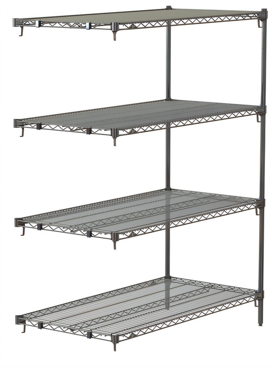 Product image #1 for Metro Super Adjustable Super Erecta 4-Shelf Chrome-Plated Wire Shelving Add-On Unit, 48W x 24D x 63H