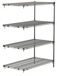 Metro Super Adjustable Super Erecta 4-Shelf Chrome-Plated Wire Shelving Add-On Unit, 48W x 24D x 63H