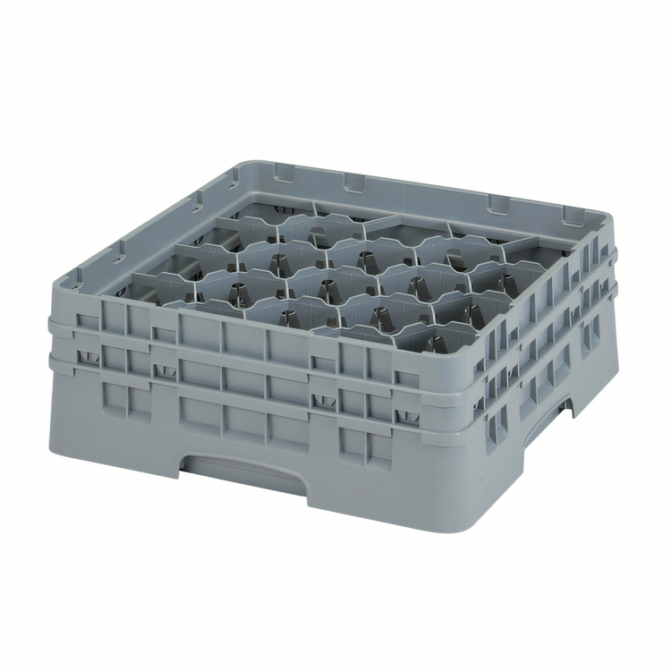 Product image #2 for Cambro Camrack Full Size 20-Compartment Glass Rack with 2 Extenders, Soft Gray