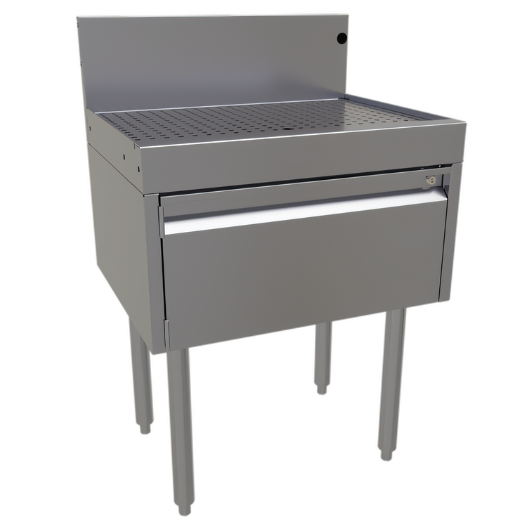 Product image #1 for Glastender Underbar Drainboard Half Cabinet with Door, 24 Inch Wide x 19 Inch Deep, Stainless Steel