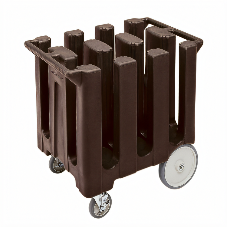 Product image #2 for Cambro 6-Column Dish Caddy Cart for 7-Inch Plates with Vinyl Dust Cover, Dark Brown