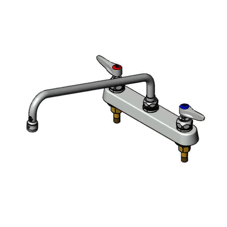 Product image #1 for T&S Brass B-1134 Low-Lead ADA Compliant Workboard Faucet, 8-Inch Centers, Quarter-Turn Eterna Cartridges, Lever Handles, Swing/Swivel Spout