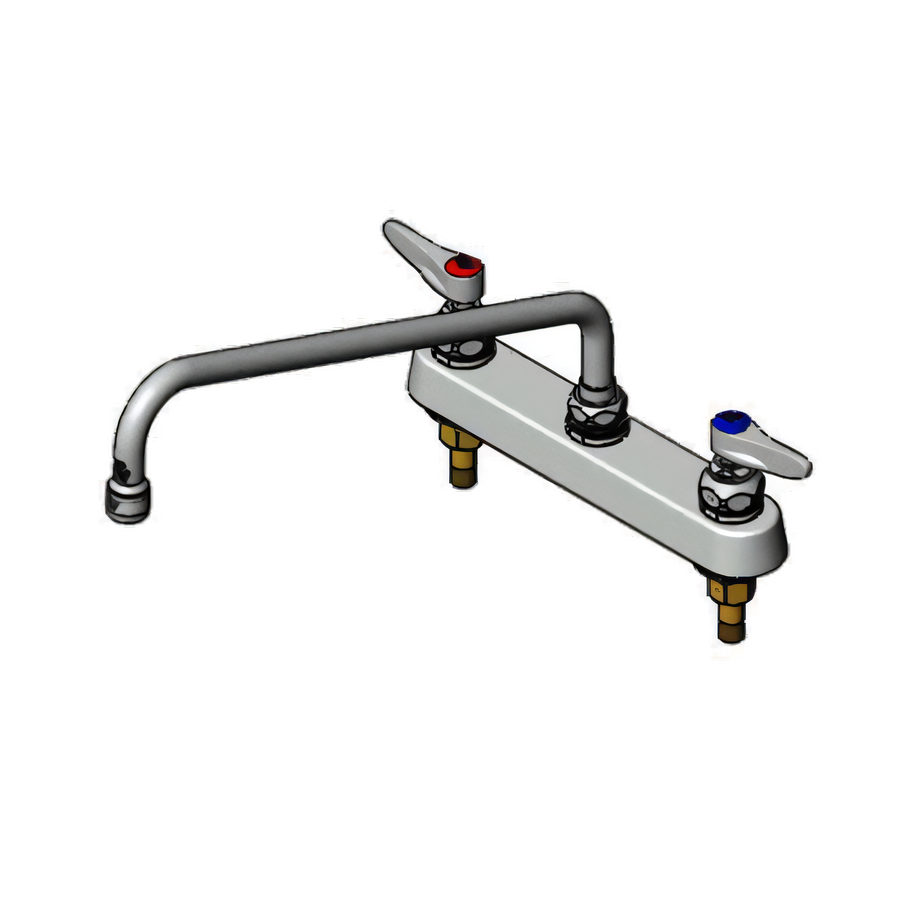 Product image #1 for T&S Brass B-1134 Low-Lead ADA Compliant Workboard Faucet, 8-Inch Centers, Quarter-Turn Eterna Cartridges, Lever Handles, Swing/Swivel Spout