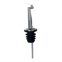 Winco Classic Stainless Steel Liquor Pourer with Hinged Cap, Tapered Spout, Medium/Fast Flow