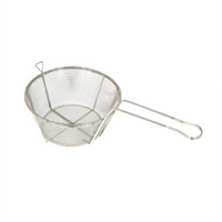 Winco Round Nickel-Plated Wire Fry Basket, 8-11/16 Inch Diameter, 7-1/4 Inch Handle
