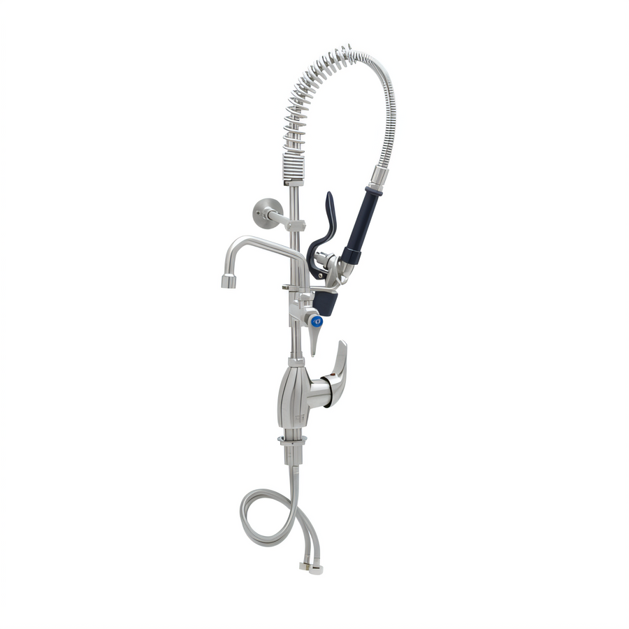 Product image #1 for T&S Brass Mini Pre-Rinse Unit, Single-Hole Deck Mount, 6-Inch Swing Nozzle