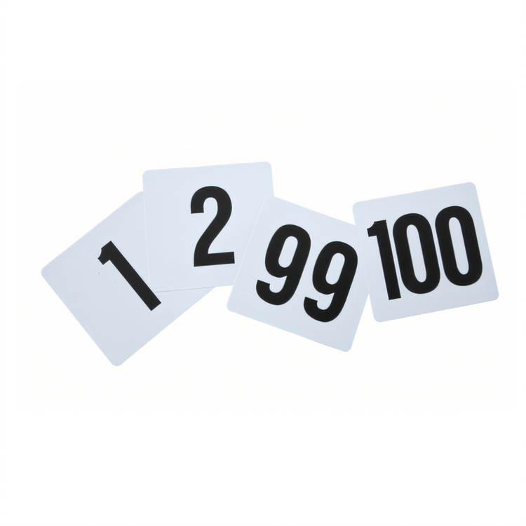 Product image #1 for Plastic Double-Sided Table Numbers Set, Numbers 1-100, 4 x 3-3/4 Inches