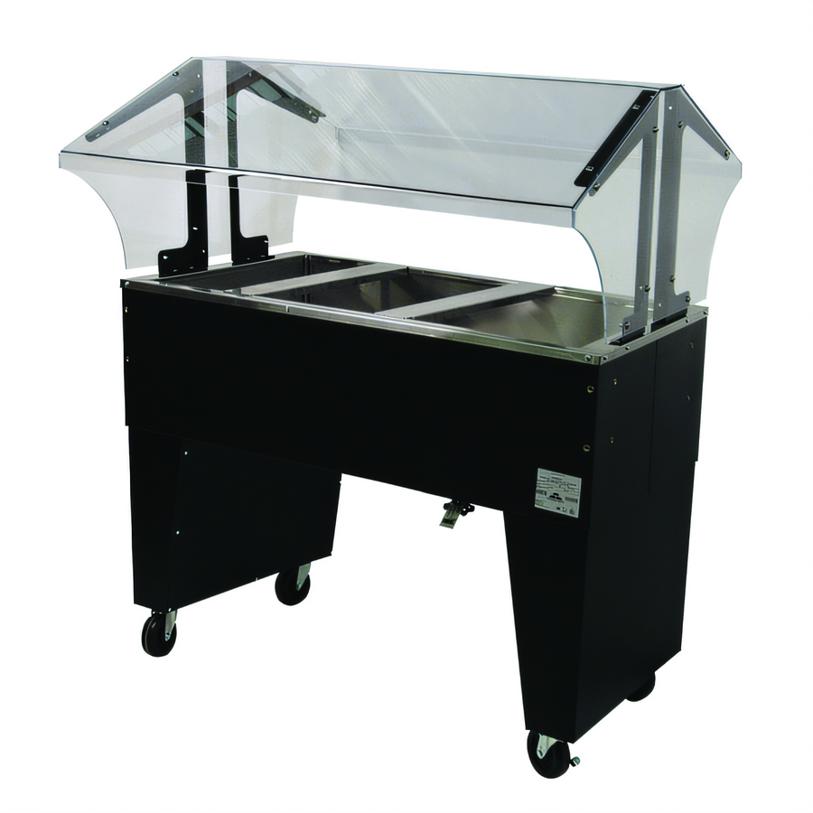 Product image #1 for Advance Tabco Triumph (Supreme) Ice-Cooled Portable Food Buffet Table with Stainless Steel Top, Open Base, 3-Pan, Black Vinyl Clad, 47-1/8 Inch