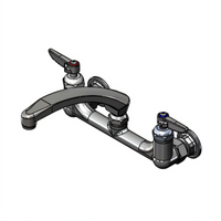 T&S Brass 8-Inch Wall Mount Double Pantry Faucet with 8-Inch Swivel Cast Spout and Quarter-Turn Cerama Cartridges