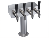 4-Faucet Glycol-Cooled T-Head Beer Tower with 12-Inch Box, Brushed Stainless Steel