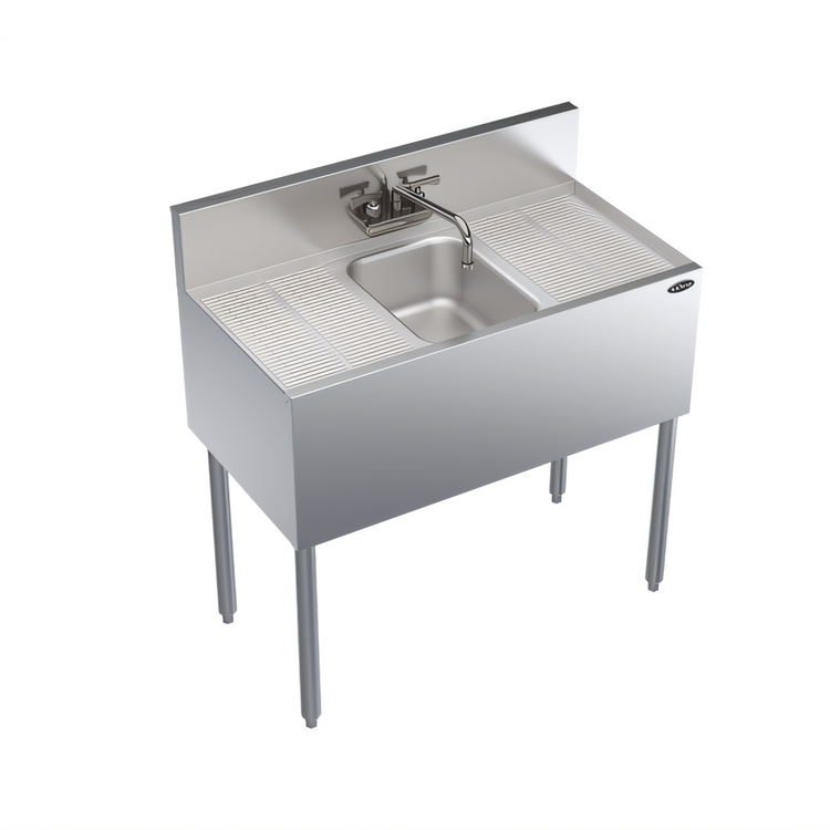 Product image #1 for Krowne Royal Series One-Compartment Underbar Bar Sink with Dual 12-Inch Drainboards, 36 Inch W x 19 Inch D
