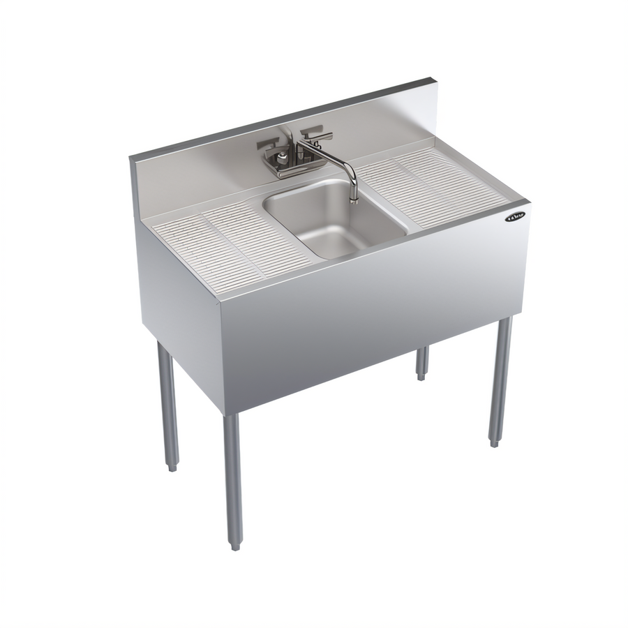 Product image #1 for Krowne Royal Series One-Compartment Underbar Bar Sink with Dual 12-Inch Drainboards, 36 Inch W x 19 Inch D