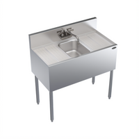 Krowne Royal Series One-Compartment Underbar Bar Sink with Dual 12-Inch Drainboards, 36 Inch W x 19 Inch D