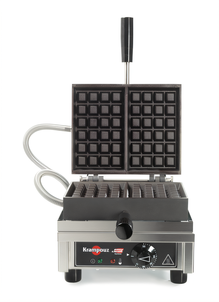 Product image #1 for Krampouz 4x6 Brussels Single Countertop Waffle Maker with Cast Iron Plates, Thermostatic Controls, and 90° Opening