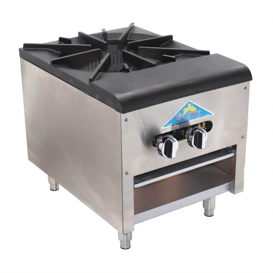 Product image #1 for Comstock-Castle 18-Inch Gas Stock Pot Range with Open Front Cabinet Base, 1 Double Burner Section, 110,000 BTU