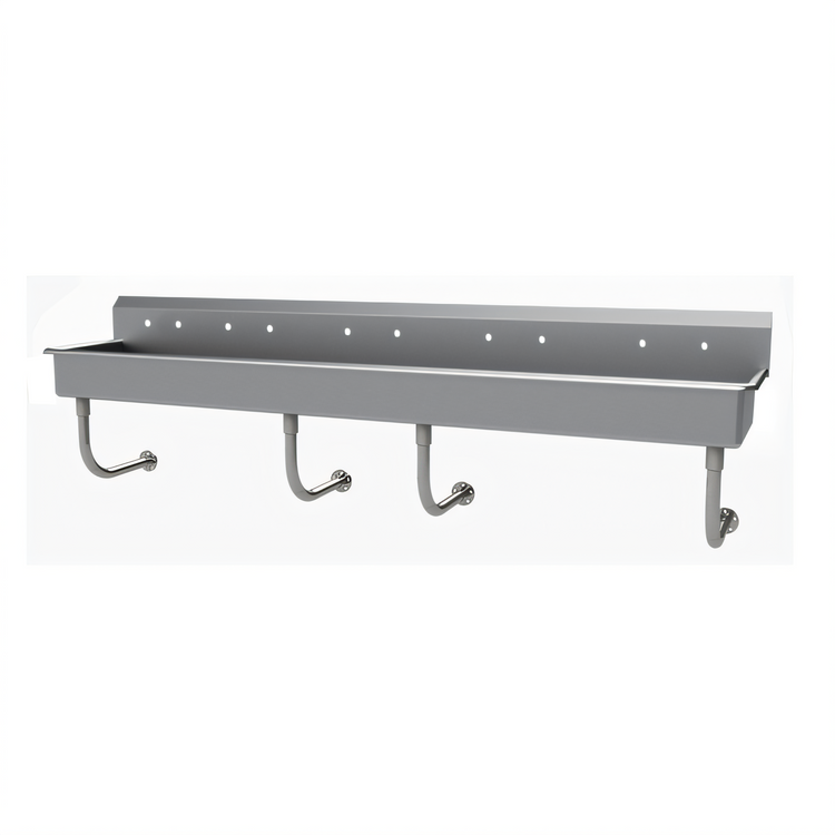 Product image #1 for Advance Tabco 100-Inch Wall-Mounted Multiwash Hand Wash Sink with 5 Faucet Hole Sets