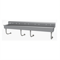 Advance Tabco 100-Inch Wall-Mounted Multiwash Hand Wash Sink with 5 Faucet Hole Sets