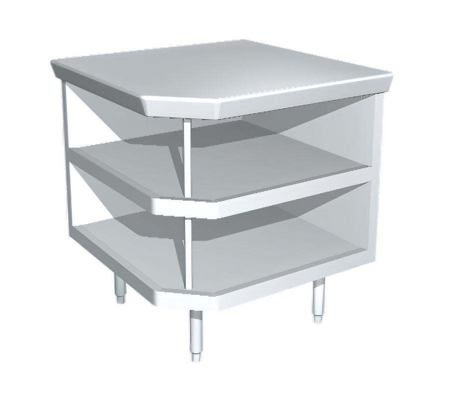 Product image #1 for 90° Outside Clipped Corner 16-Gauge 304 Stainless Steel Utility Stand with Open Cabinet Base