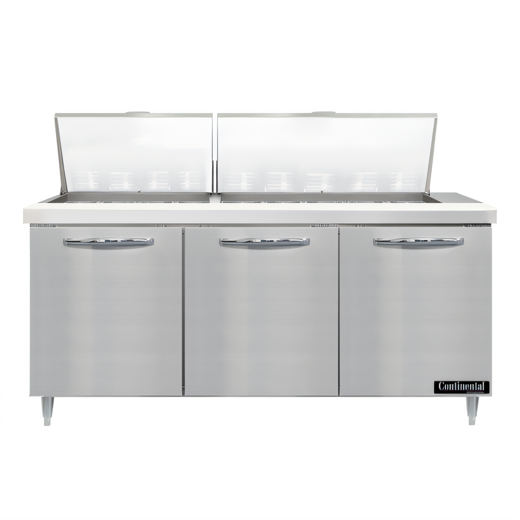 Product image #1 for Continental Refrigerator Designer Line D72N27M 72" Mighty Top Three-Section Sandwich Prep Table