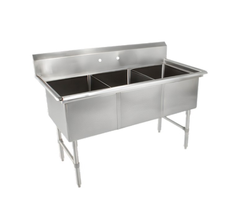 Product image #1 for John Boos B Series 3-Compartment Floor Model Stainless Steel Sink, 53-1/8 x 25-1/2 Inches, 14-Inch Deep Bowls