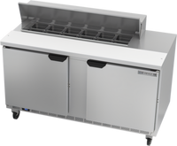 Beverage-Air SPE60HC-12 60-Inch Two-Section Sandwich Prep Table with 12-Pan Top and 2 Doors