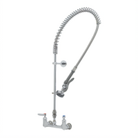 T&S Brass EasyInstall Wall Mount Pre-Rinse Unit, 8-Inch Centers, 18-Inch Riser, 44-Inch Hose, 1.15 GPM Spray Valve