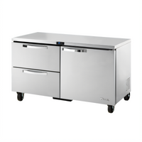 True SPEC Series 60-Inch 2-Section Undercounter Refrigerator with One Door and Two Drawers