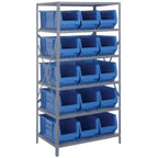 Thumbnail image #1 for Quantum 2475-953 Heavy-Duty Wire Shelving Unit with 8 Shelves and 15 Storage Bins, 24 x 36 x 75 Inches