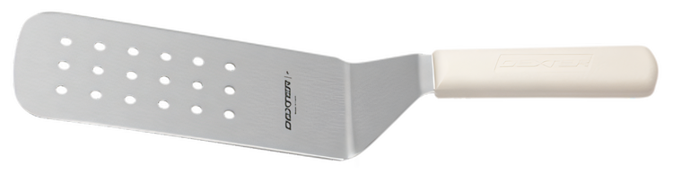Product image #2 for Sani-Safe 8 x 3 Inch Perforated Offset Turner with White Polypropylene Handle