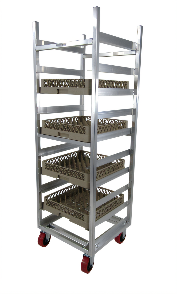 Product image #1 for Channel Lifetime Tough Extra Heavy-Duty Aluminum Glass/Oval Tray Rack Dolly, 10-Rack Capacity