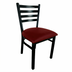 Thumbnail image #1 for Omcan USA Ladder Back Stackable Side Chair with Burgundy Vinyl Seat and Black Metal Frame