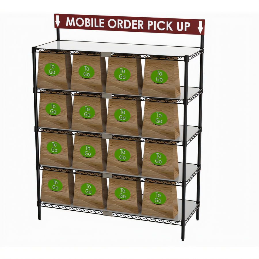 Product image #1 for Metro Chain Reaction To-Go Order Pick-Up Station with Sign, 48-Inch x 18-Inch Shelves