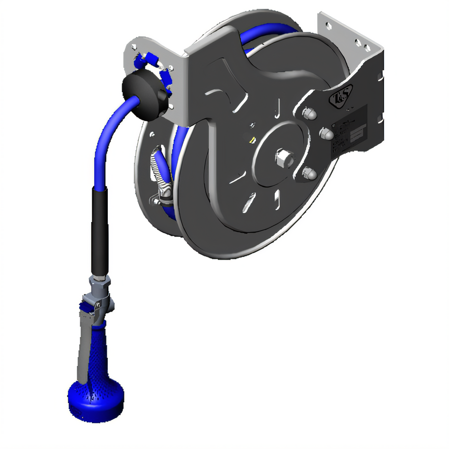 Product image #1 for Open Stainless Steel Retractable Hose Reel with 3/8" x 35' Hose and High Flow JetSpray Valve