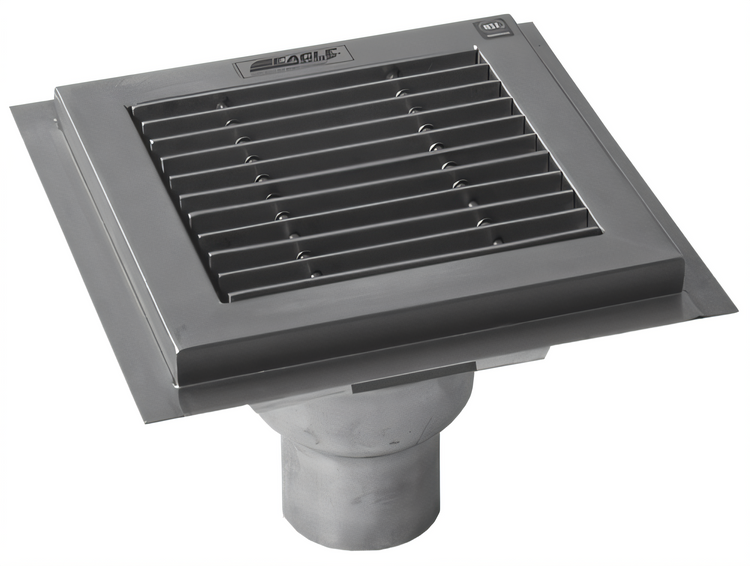 Product image #1 for Eagle Group 12 x 12 Inch Square Stainless Steel Floor Drain with Subway-Style Grating