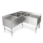 Thumbnail image #1 for John Boos UBS3C-1848-2D18-X 3-Compartment 300 Series Stainless Steel Underbar Corner Sink with Dual Drainboards, 48 x 18 x 32-1/2 Inches