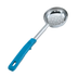 Thumbnail image #1 for Vollrath Spoodle 6 oz Perforated Portion Control Spoon with Teal Grip 'N Serv Handle