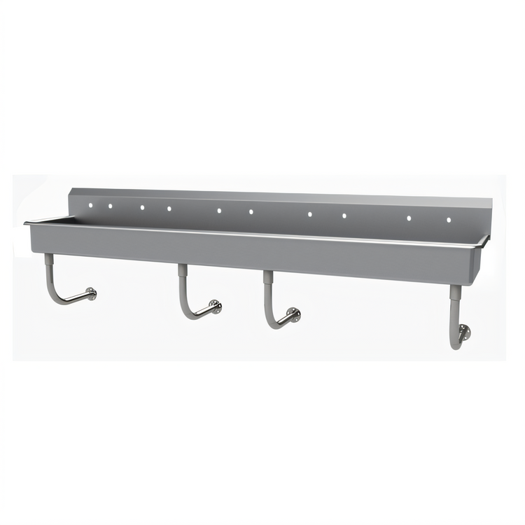 Product image #1 for Advance Tabco Wall-Mounted Multiwash Hand Sink, 100 Inch Wide, 5 Faucet Hole Sets, 304 Stainless Steel