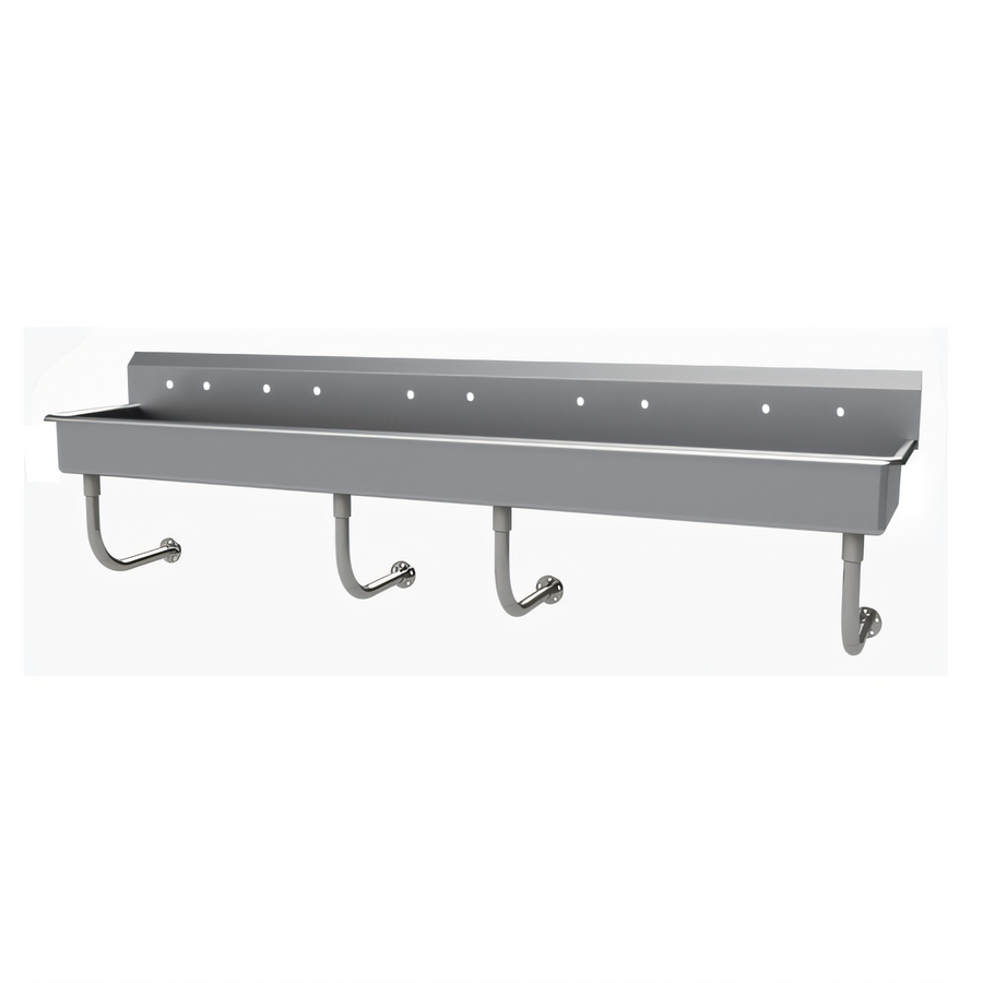 Product image #1 for Advance Tabco Wall-Mounted Multiwash Hand Sink, 100 Inch Wide, 5 Faucet Hole Sets, 304 Stainless Steel