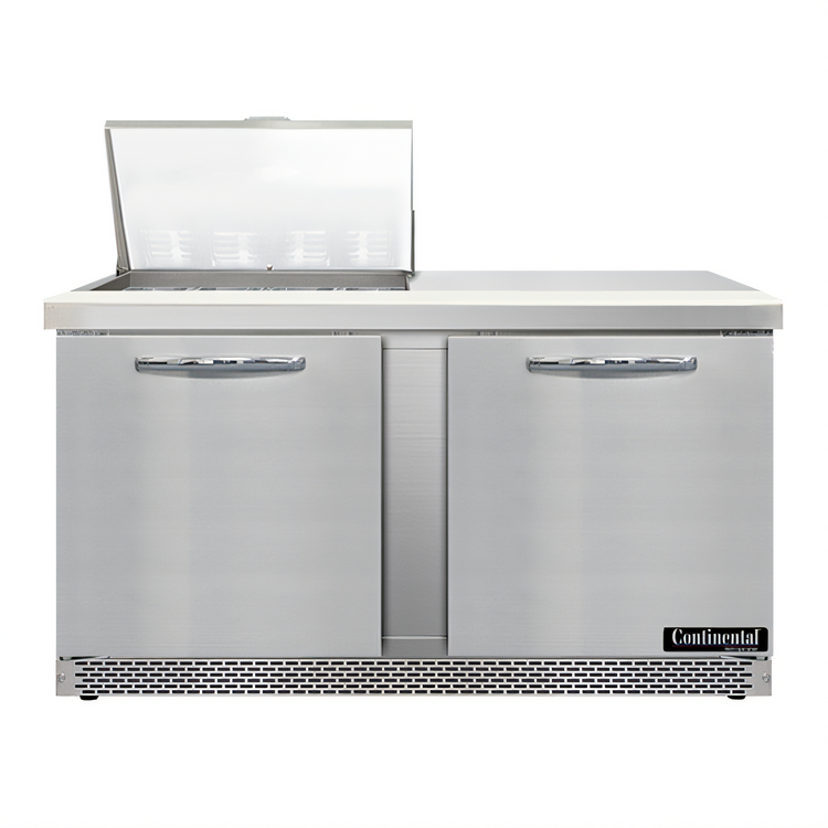 Product image #1 for Continental Refrigerator Mighty Top SW60N12M-FB 60" Two-Section 12-Pan Front Breather Sandwich Prep Refrigerator