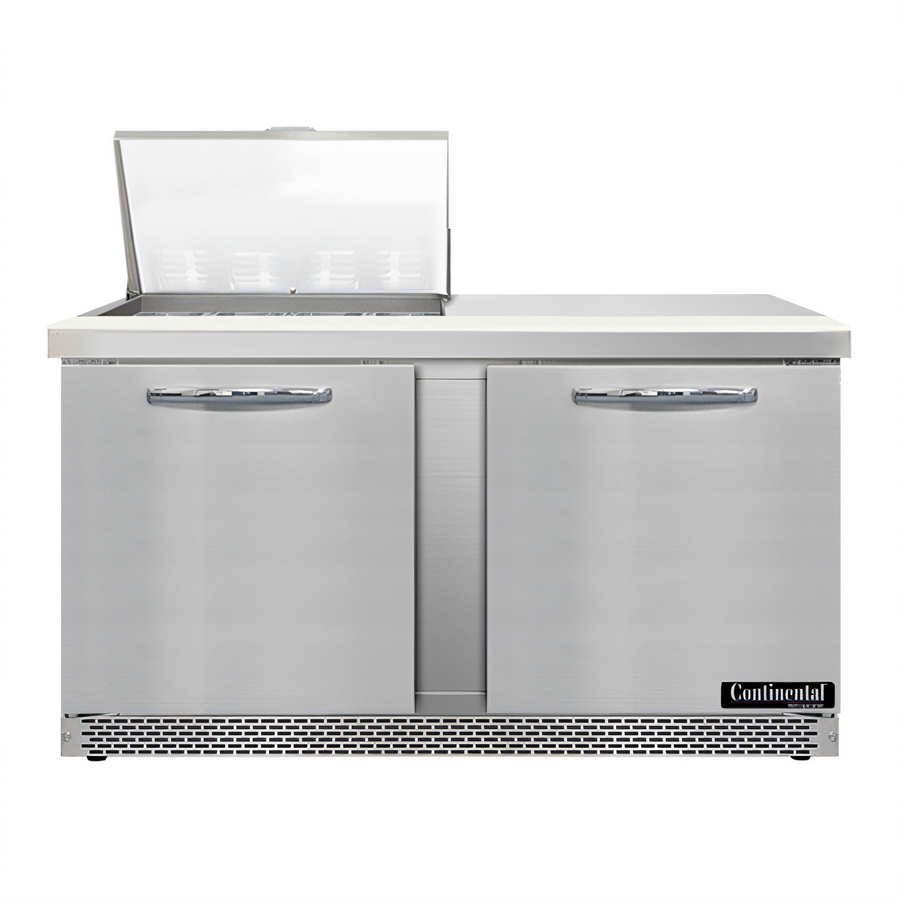 Product image #1 for Continental Refrigerator Mighty Top SW60N12M-FB 60" Two-Section 12-Pan Front Breather Sandwich Prep Refrigerator