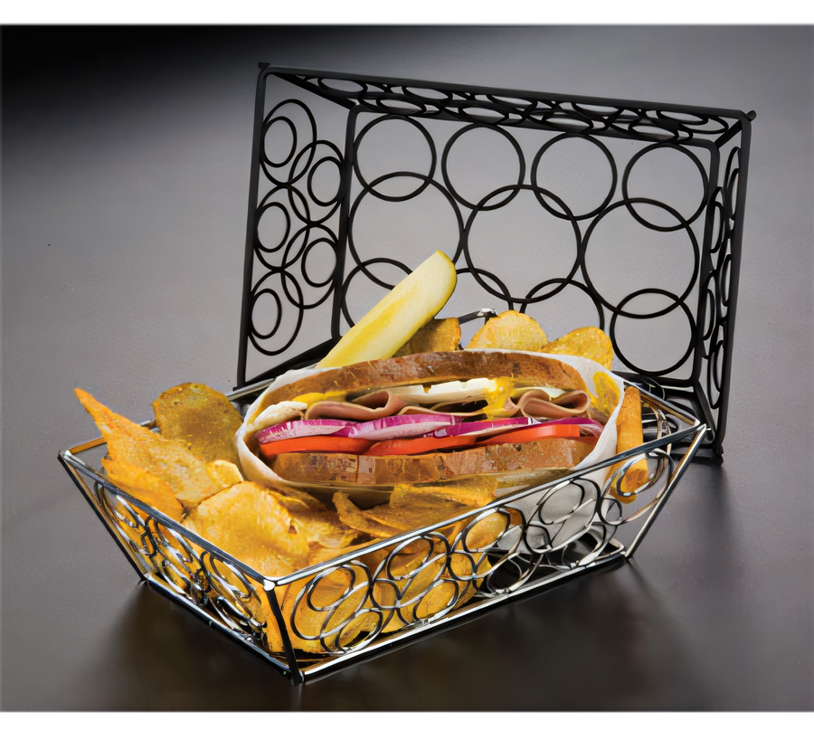 Product image #1 for Loop-D-Loop Chrome-Plated Rectangular Metal Serving Basket, 9 x 6 x 2-1/2 Inches