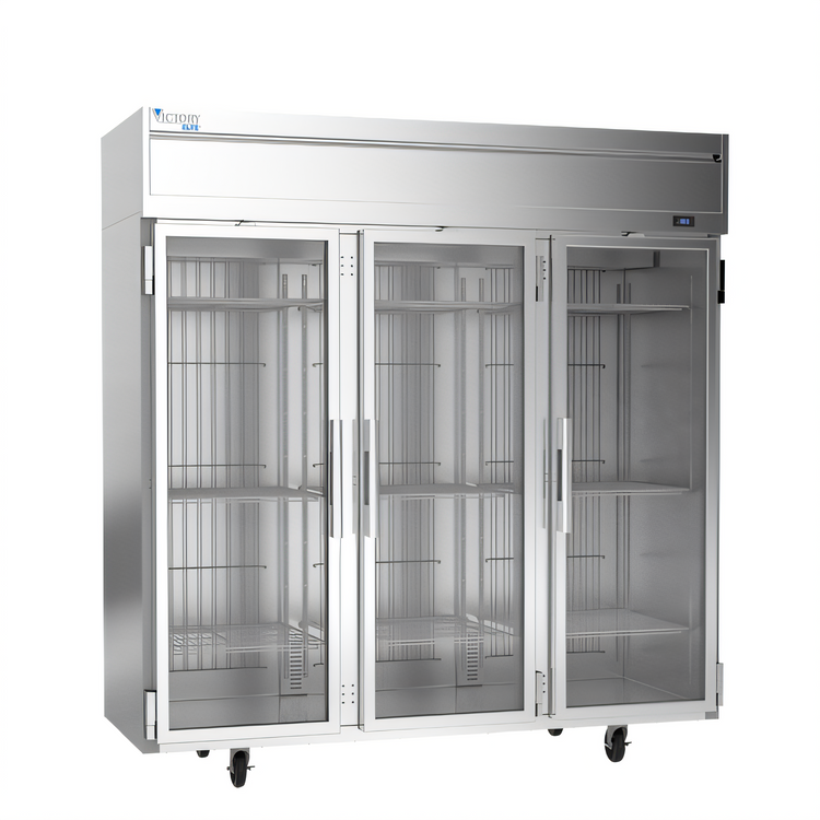 Product image #1 for Victory Elite V-Core Top-Mount 3-Section Glass Door Reach-In Freezer, 78 Inches Wide, 69.1 Cu. Ft.