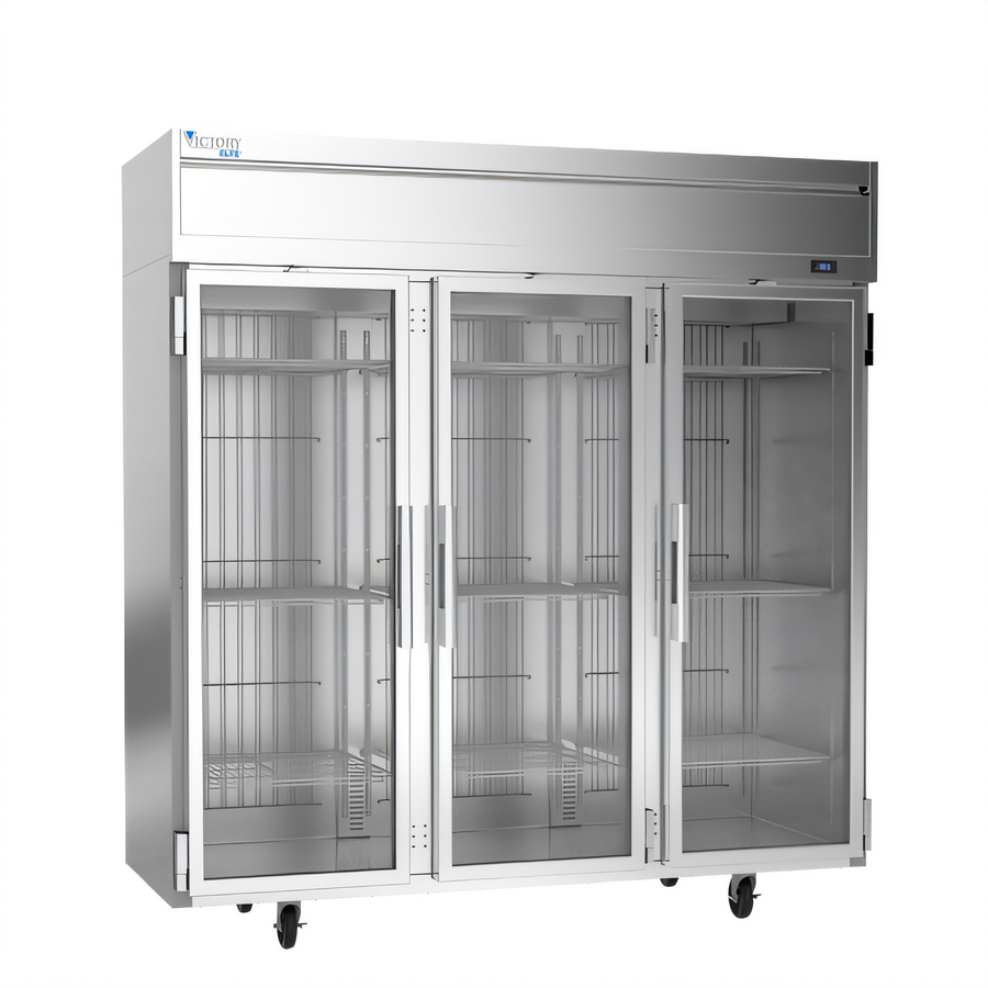 Product image #1 for Victory Elite V-Core Top-Mount 3-Section Glass Door Reach-In Freezer, 78 Inches Wide, 69.1 Cu. Ft.