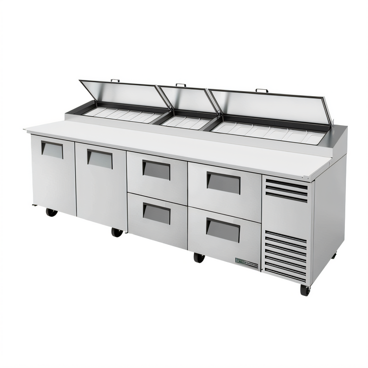 Product image #1 for True 119-1/4-Inch Pizza Prep Table with 2 Doors, 4 Drawers, Alternate Top, and R290 Refrigeration