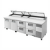 Thumbnail image #1 for True 119-1/4-Inch Pizza Prep Table with 2 Doors, 4 Drawers, Alternate Top, and R290 Refrigeration