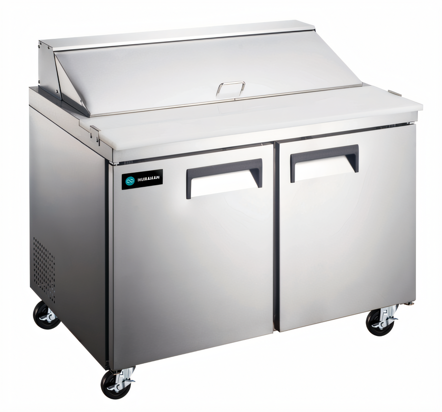 Product image #1 for Hurakan 60-Inch Refrigerated Sandwich Prep Table, 2-Door, 15 Cu. Ft., Self-Contained