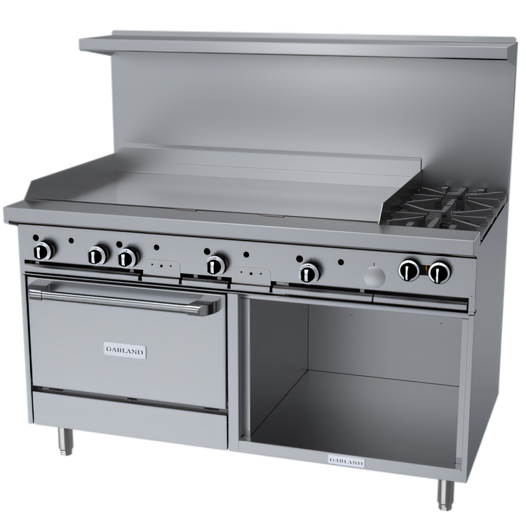 Product image #1 for Garland G Starfire Pro Series 60-Inch Gas Restaurant Range with 2 Open Burners, 48-Inch Griddle, Standard Oven, and Storage Base